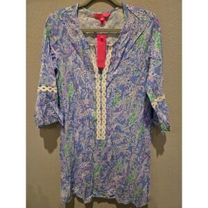 Lilly Pulitzer Hollie Women's Multicolor Tunic Dress 3/4 Sleeve Knee Length S